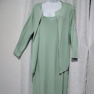 due per due 2 pieces Size L Dress Cardigan Relax Sage Green Crotchet Accent